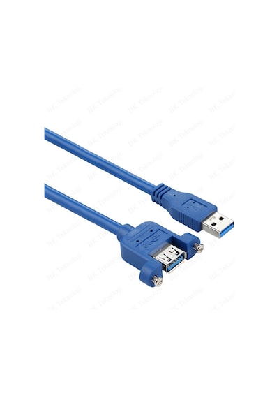 Panel Tipi Vidalı USB 3.0 Dişi-Erkek Uzatma Kablosu - 1Metre