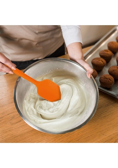 2li Turuncu Silikon Kaşık Spatula Yanmaz Yapışmaz Çizmez 27cm