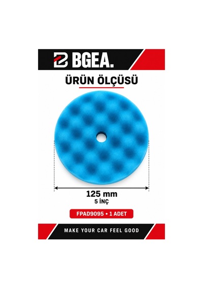Bgea Waffle Mavi Polisaj Süngeri 5 İnç 125 Mm Cırtlı Pasta Cila Pedi 1 Adet Fpad9095