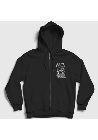 Presmono Unisex Devil Arch Enemy Fermuarlı Kapüşonlu Sweatshirt Siyah