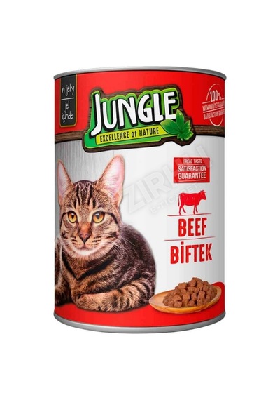 4 Adet Jungle Kedi Konservesi 400 Gr Biftekli