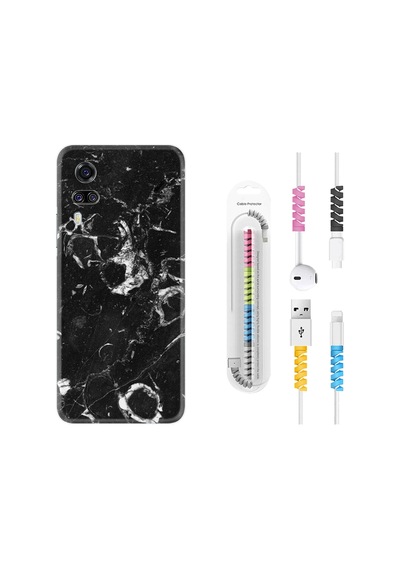 Vivo Y51 Kılıf Kablo Koruyuculu Black Hole Marble 1387