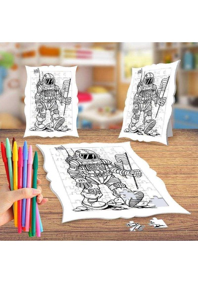 Uzaydaki Astronot Boyama Puzzle Tablo Çocuk Eğitici Yapboz