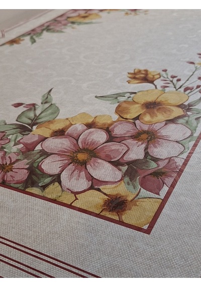 Dora Pano Elyaf Tabanlı Pvc Muşamba - Desenli Silinebilir 120 X 155 Hazır Masa Örtüsü Kmp38 Bordo