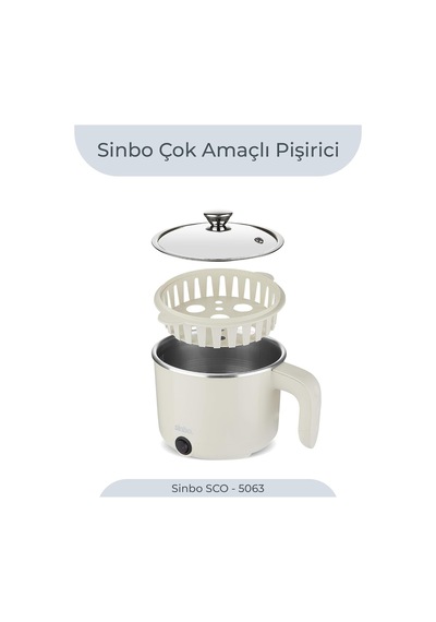 Ayrex Sinbo Sco-5063 Çok Fonksiyonlu Buharlı Pişirici 800 Ml Kapasite, Paslanmaz Gizli Rezistans, Temperli Cam Ka