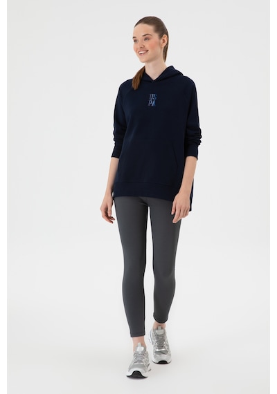 U.S. Polo Assn. Kadın Lacivert Yırtmaçlı Kapüşonlu Sweatshırt 50313611-VR033