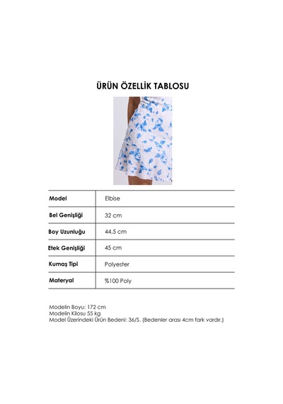 Kadın Mavi S6 Çiçek Desen-2 Esnek Kumaş Askılı Mini Elbise