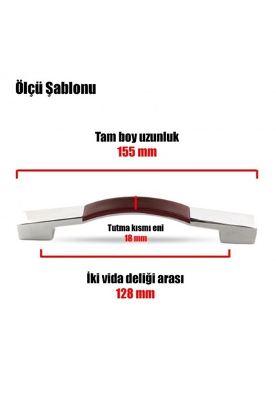 Armada Mobilya Çekmece Dolap Kulpu 128 Mm Krom Ahşap Desenli Mat Meşe
