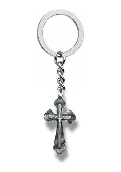 Antik Tasarım Haç Figürlü Unisex Anahtarlık Zamak Metal Vintage Dini Temalı Çanta Süsü