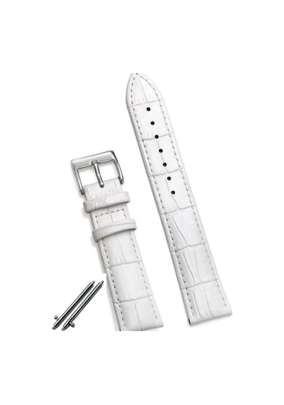 22mm Saat Uyumlu Beyaz Renk Croco Baskılı Deri Saat Kordonu Kayışı 46mm Akıllı Pimli Diğer