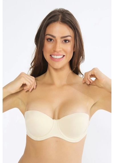 Nurteks 1505 Straplez Sırt Şeffaf Sütyen - Ten - 80b Ten