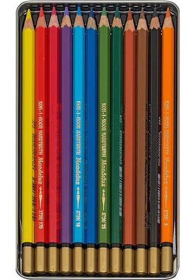 Koh-i Noor Mondeluz Aquarell Boya Kalemi 12 Renk Metal Kutu