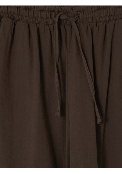 Lcw Modest Kahverengi Beli Lastikli Kadın Geniş Paça Pantolon