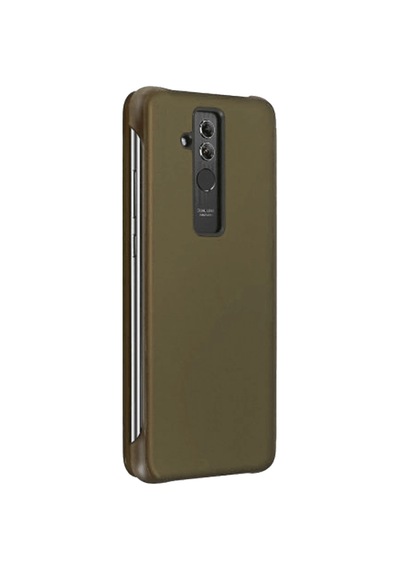 Huawei Mate 20 Lite Yarım Cam Kapaklı Kılıf Kahverengi