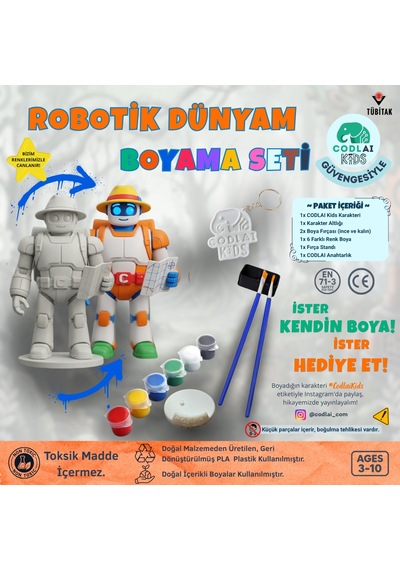 Codlaı Kids Robotik Dünyam 3d Boyama Seti - Çocuklar İçin Eğitici Yaratıcı Oyuncak Boyama Kiti - Gezgin Robot