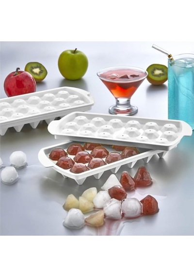 Buz Kalıbı Elmas Şekil Görünümlü Kapaklı 18 Bölmeli Plastik Mavi Diğer