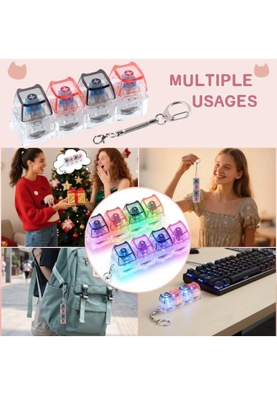 2 Adet Klavye Fidget Oyuncak, Led Işıkları İle Fidget Anahtarlık Klavye Kedi Şekli Klavye Dekompresyon Düğmesi Parmak Tıkırtı Oyuncaklar, Düğme Stres Giderici Fidget Rahatlama Stres