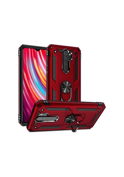 Kilifone - Redmi Note 8 Pro Uyumlu Kılıf Koruyucu Yüzüklü Çift Katman Vega Kapak - Mavi - T10696