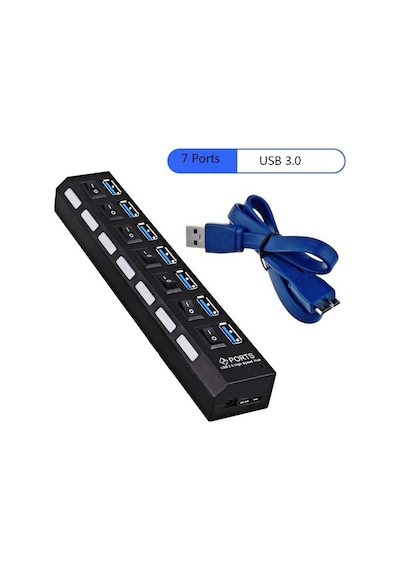 Triline 7 Port Adaptörlü Usb Usb 3.0 On Off Tuşlu Hub Çoklayıcı