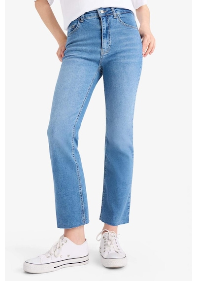 DeFacto Crop Flare Fit Yüksek Bel Bilek Boy Jean Yıkamalı Pantolon E8018AX25SMNM28