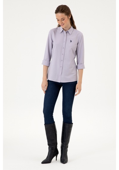 U.S. Polo Assn. Kadın Mor Uzun Kollu Basic Gömlek 50316711-VR245 U.S. Polo Assn. Kadın Mor Uzun Kollu Basic Gömlek 50316711-VR245