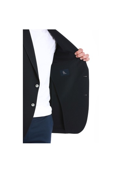 Hatemoğlu Lacivert Slim Fit Düz Mono Yaka Casual Ceket 14162124c001 005 Lacivert