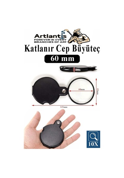 Katlanır Cep Büyüteç 60 Mm 1 Adet 10x Büyütme Lens Cepte Taşınan Optik Lens Mercek Okuma Büyüteci Mini Cep El Büyüteci