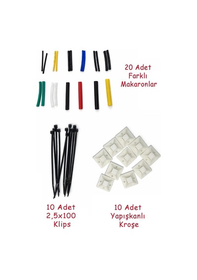 40'lı Kablo Sabitleme Ve İzolasyon Seti - 20x20 Kroşe - 2,5x100 Kalo Bağı -makaron