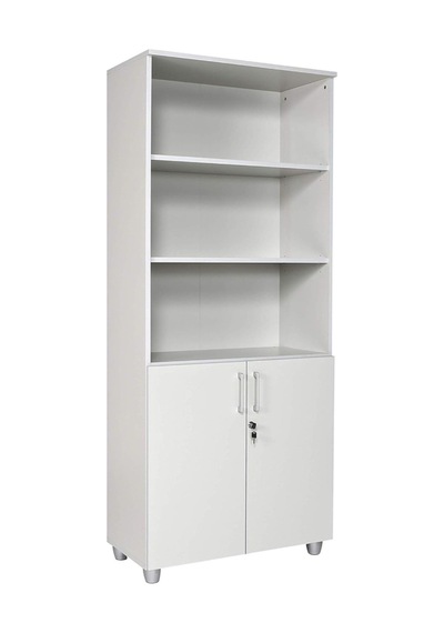 Kilitli Yarım Kapaklı Raflı Dosya Dolabı 190cm Gri