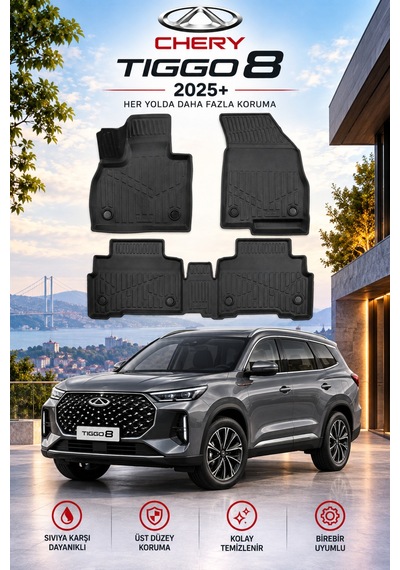 Chery Tiggo 8 2025+ Aracınıza Özel Üretim Havuzlu Paspas Takımı A+ -mod-