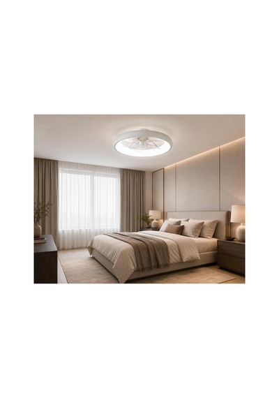 Beyaz Ø50cm Led Fanlı 6500k Soğuk Beyaz Modern Plafonyer Avize