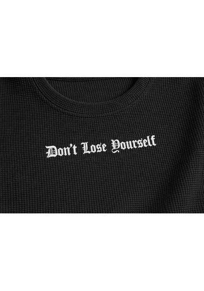 Erkek Wafıl Kumaş Tişört Regular Kalıp Bisiklet Yaka Baskılı T-shirt - Siyah