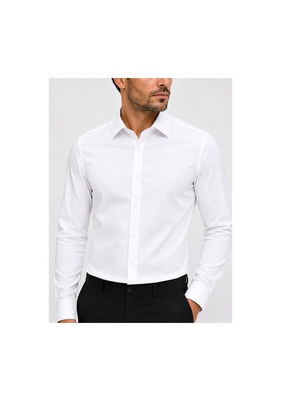 Suit Aydın Uzun Kol Slim Fit Non Iron Ütü Gerektirmeyen Pamuklu Klasik Gömlek Beyaz