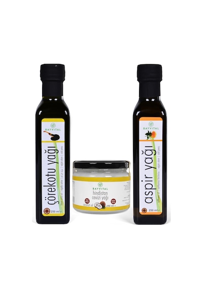 Bayvital Çörek Otu Yağı 250 ML + Aspir Yağı 250 ML + Hindistan Cevizi Yağı 250 ML