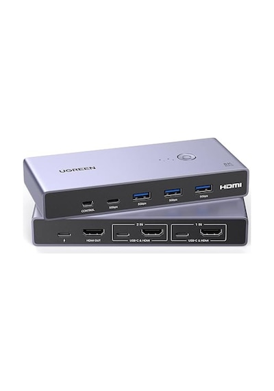 Ugreen 8k Hdmı Kvm Switch 2-in-1, 2xhdmı In, 2xusb-c In, 1 Hdmı Out, 3 Usb-a, 1 Usb-c, 1 Mini Usb, 25961