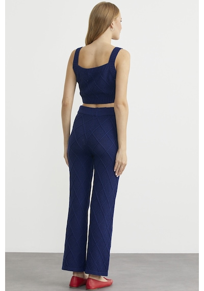 Sementa Pamuk Crop Pantolon Triko Takım - Lacivert Lacivert