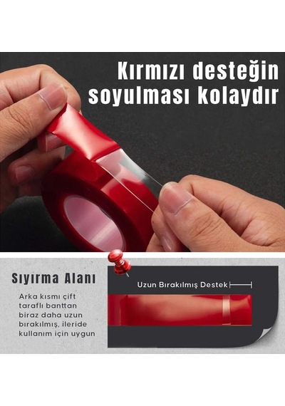 Çift Taraflı 40 Mm Kırmızı Nano Silikon Bant Su Geçirmez Güçlü Tablo Montaj Bandı 5 Metre 40 MM x 5 M
