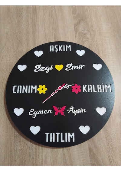 Sevgiliye Özel Hediye Kişiye Özel İsim Yazılı Duvar Saati