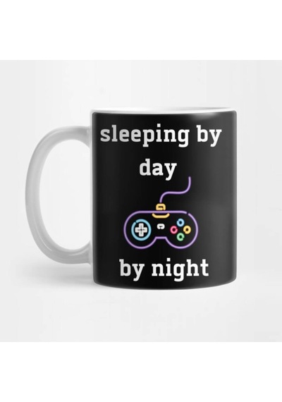 Gündüz Uyku, Gece Oyun - Gamer Kupa Bardak Çok Renkli