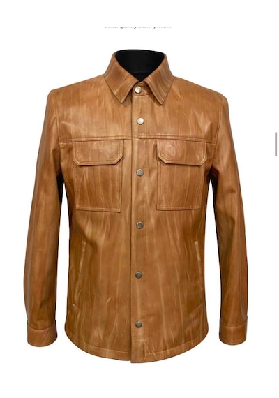 Viamod Leather Erkek Kahvehakiki Deri Gömlek Ceket Çift Cepli Modern Tasarım 19060 Açık Kahverengi