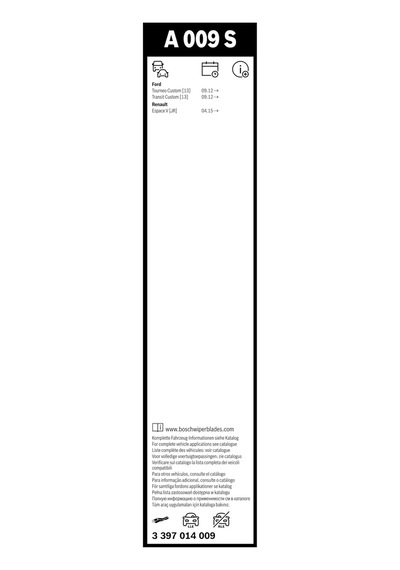 Bosch Aerotwin Silecek Seti Ford Tourneo Custom 2020-2023 , Transit Custom 2019-2023 750/700 Mm A009s 3397014009