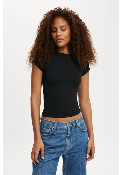 Siyah Bisiklet Yaka Basic Kadın T-shirt Mg2479 Siyah