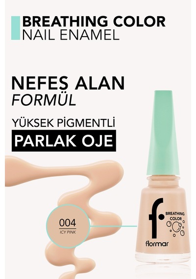Flormar Nefes Alan Parlak Oje- Breathing Color Nail E. -004 Icy Pınk-8682536032551