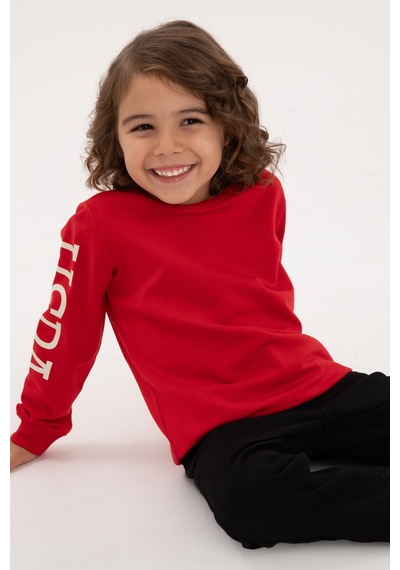 U.S. Polo Assn. Erkek Çocuk Kırmızı Basic Bisiklet Yaka Sweatshirt 50313831-VR171