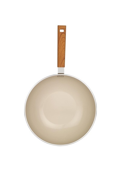 Schafer Ceramoni Seramik Tava 28 Cm Ve 28 Cm Wok Tava Seti Krem Krem