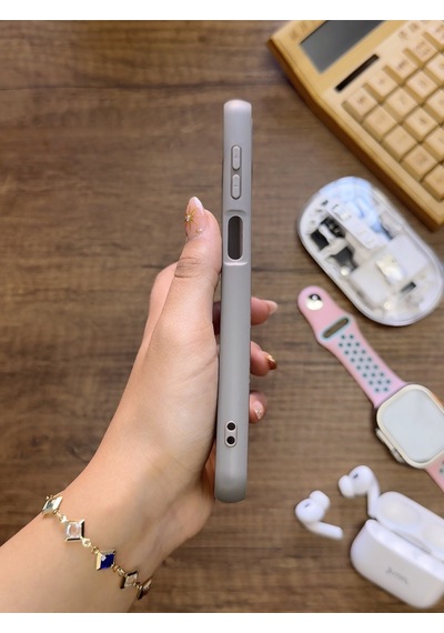 Samsung Galaxy A12 Uyumlu Premium Deri Dokulu Darbelere Karşı Dayanıklı Nazal Silikon Kılıf Gri