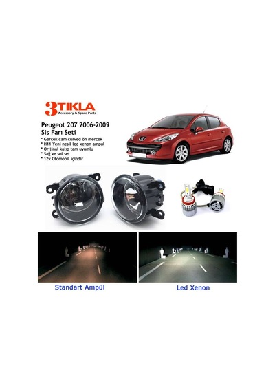 Peugeot 207 2006-2009 Beyaz Led Xenon Sis Farı Seti