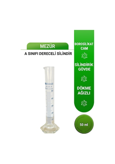 Mezür 50 Ml A Sınıfı Uzun Form Hexagonal Cam Taban