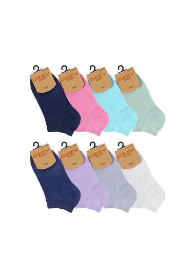 Ozzy Socks 12'li Ekonomik Pamuklu Renkli Kadın Patik Çok Renkli