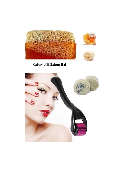 3'lü Peeling Kabak Lifli Ballı Sabun Cilt Bakım 540 İğne Dermaroller Leke,akne Taşı